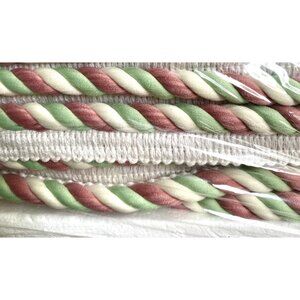 Green Pink White 3/8” Poly Candy Cane Twisted Cord With Knitted Lip